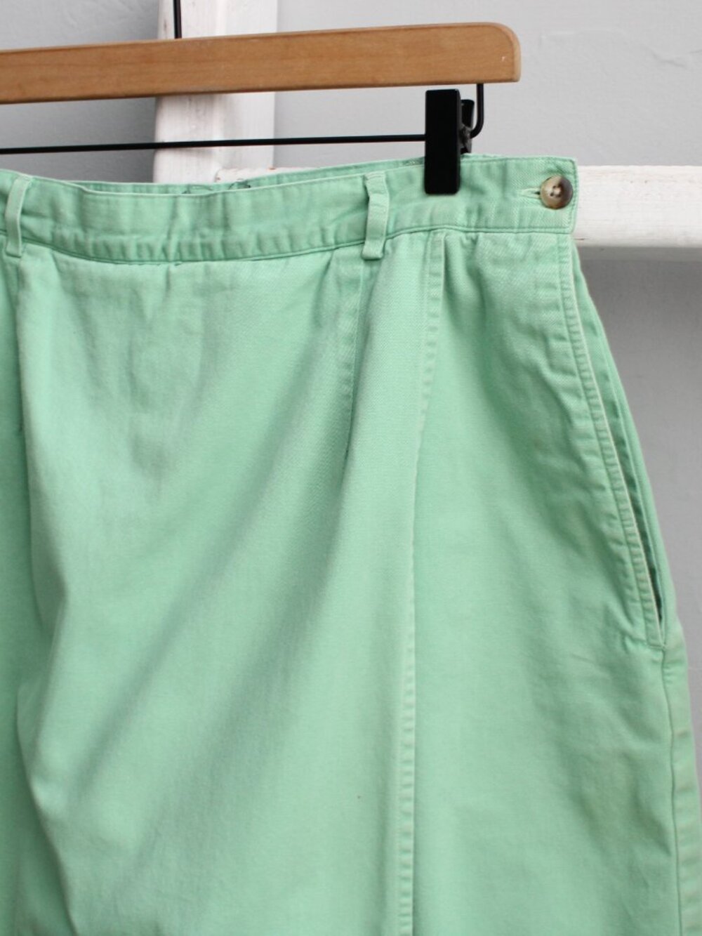 Lands End VTG Womens Green Cotton Twill Wrap Front Skort High Waist Shorts sz 14 - Picture 5 of 5